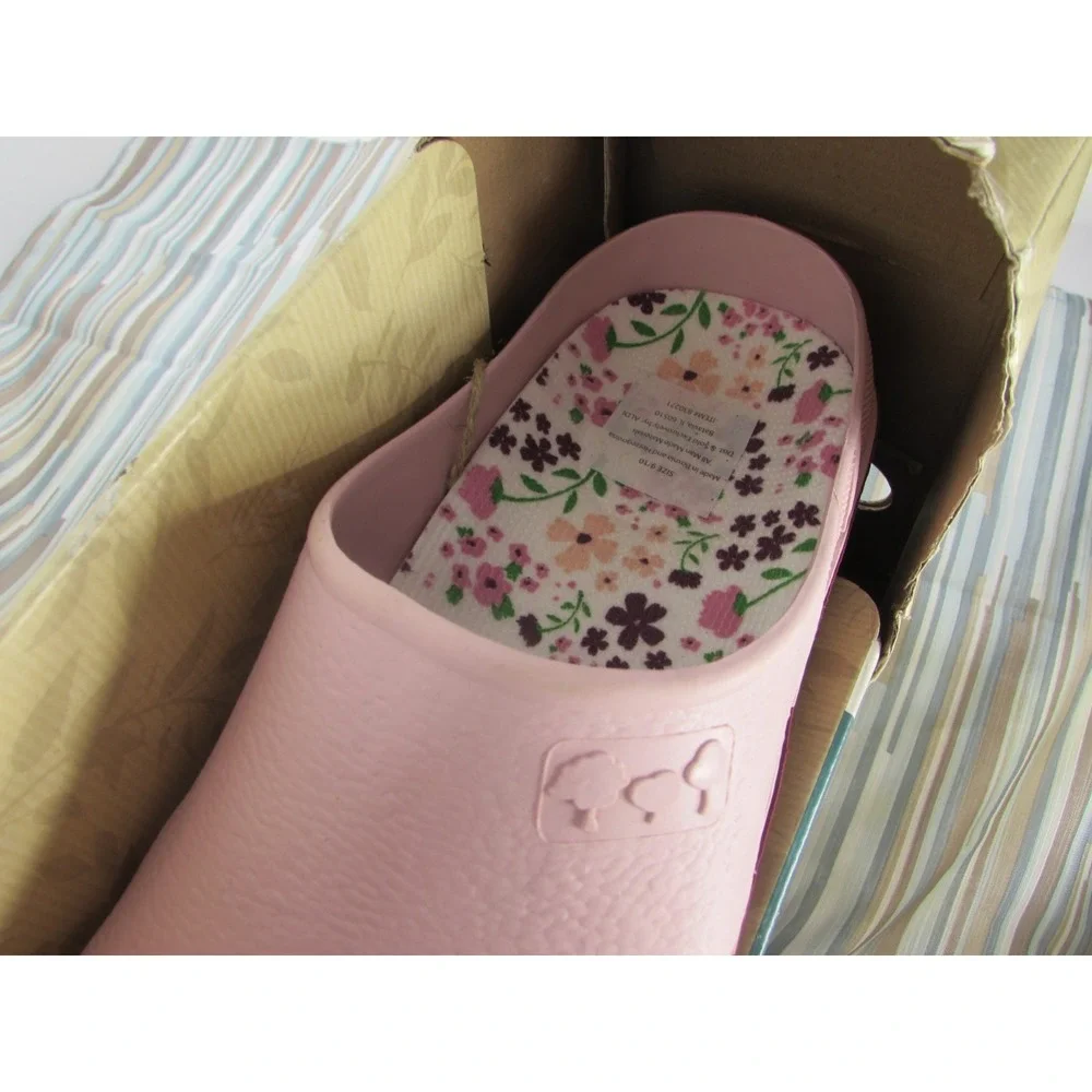 Gardenline Garden Clogs Womens 9/10 Rubber Pink Slip On Removable Floral Insole